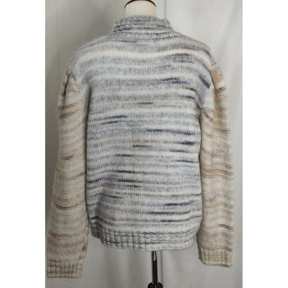 Halston Sweater L Puff Sleeve Space-Dyed Mock Neck Knit Cozy - Picture 5 of 10